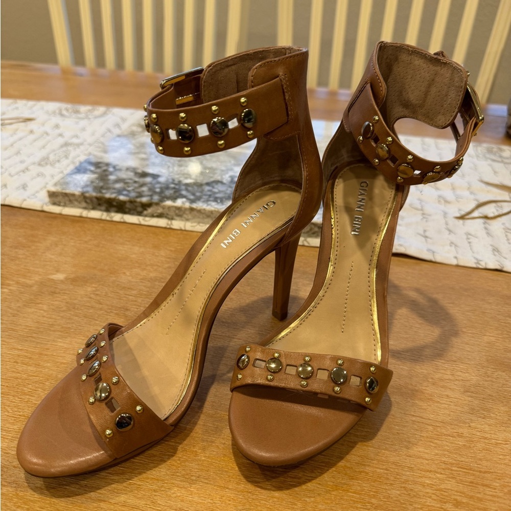 Gianni Bini Tan Studded Heels - Picture 2 of 6